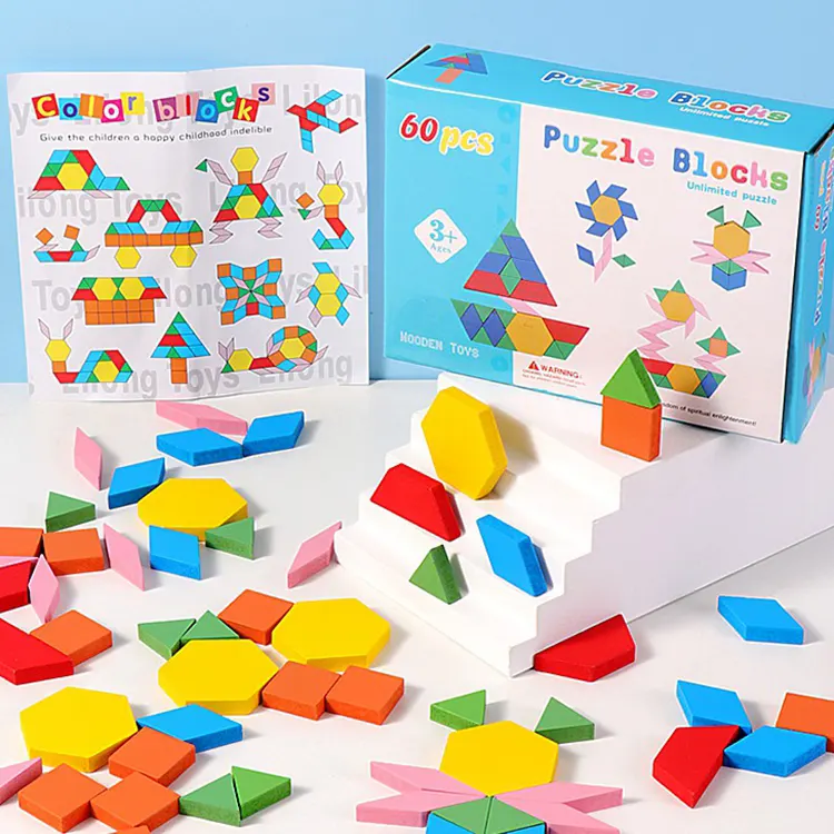 بازل خشبي موزيك ، 60 قطعه ، اشكال متعددة ، 3033
