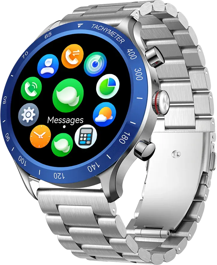 ساعة ريفرسونج موتيف 9 ماكس الذكية، شاشة AMOLED مقاس 1.43 بوصة، مقاومة للماء، سوار من الفولاذ المقاوم للصدأ، فضي، SW903