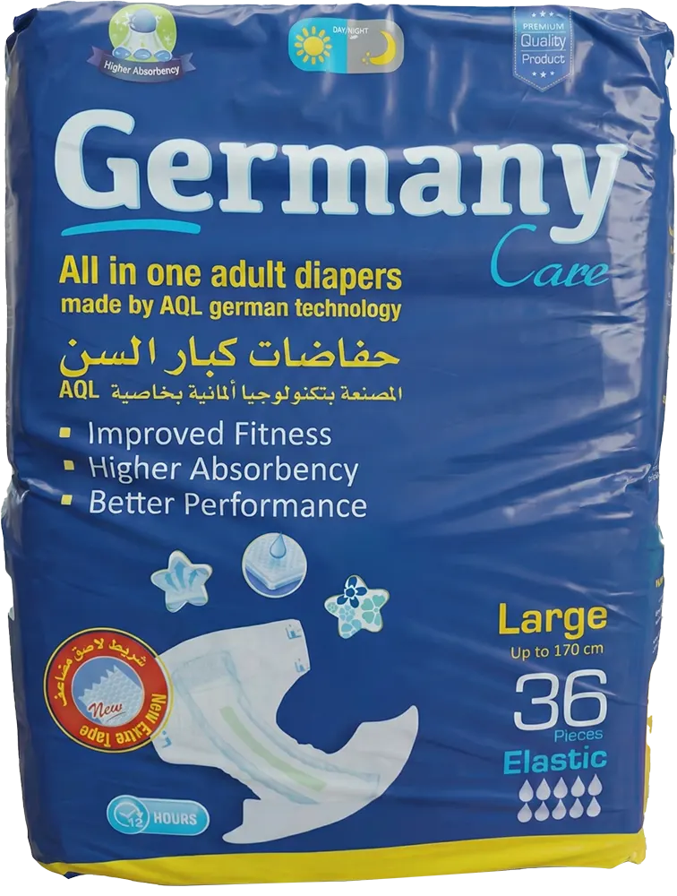 حفاضات جيرمني كير لكبار السن، مقاس لارج حتى 170 سم، 36 قطعة