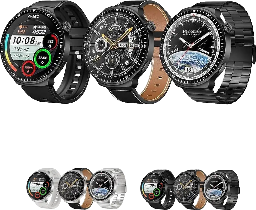 ساعة هاينو تيكو الذكية، شاشة AMOLED مقاس 1.43 بوصة، مقاومة للماء، 3 أحزمة، ألوان متعددة، RW-55