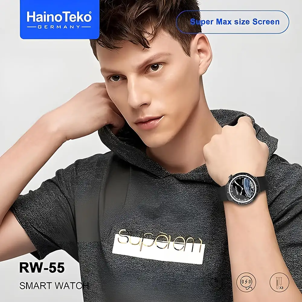 ساعة هاينو تيكو الذكية، شاشة AMOLED مقاس 1.43 بوصة، مقاومة للماء، 3 أحزمة، ألوان متعددة، RW-55