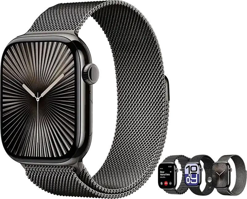 ساعة هاينو تيكو الذكية، شاشة AMOLED مقاس 1.81 بوصة، مقاومة للماء، 3 أحزمة، أسود، SQ-13