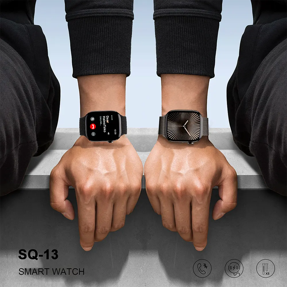 ساعة هاينو تيكو الذكية، شاشة AMOLED مقاس 1.81 بوصة، مقاومة للماء، 3 أحزمة، أسود، SQ-13