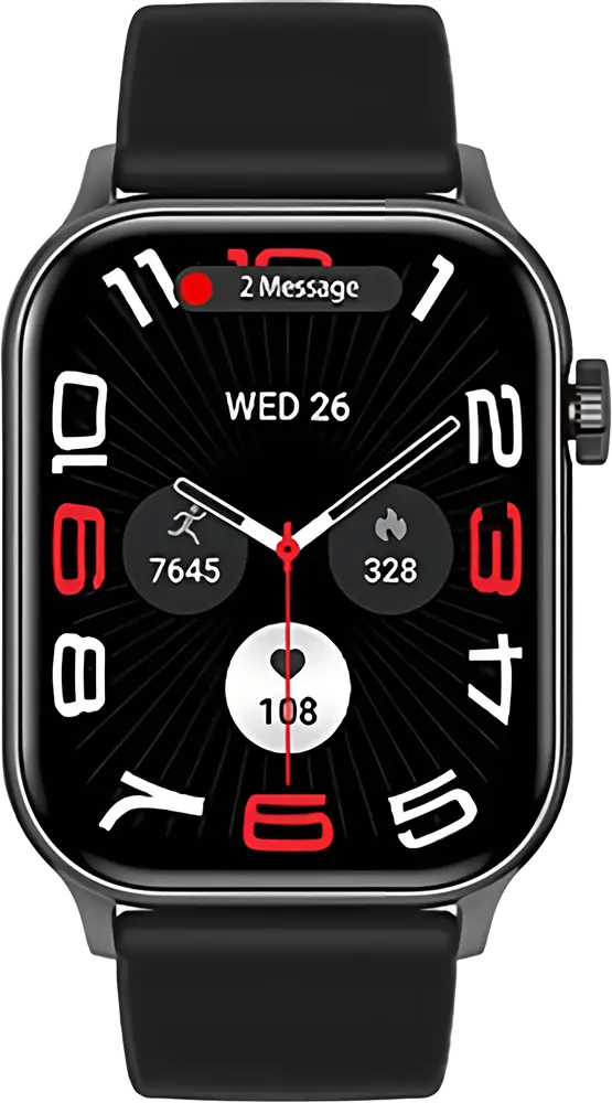 ساعة ذكية من تشويتيك ، شاشة AMOLED مقاس 1.95 بوصة، مقاومة للماء، لون أسود، WT020-BK