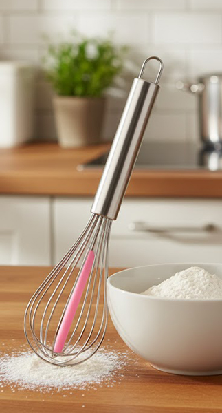 مضرب بيض 12 بوصه ، استانلس * سيلكون ، بينك