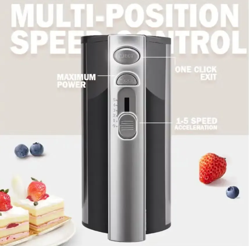 مضرب بيض كهربائي جماكي، 500 وات، 5 سرعات، استانلس، أسود، JMK6006