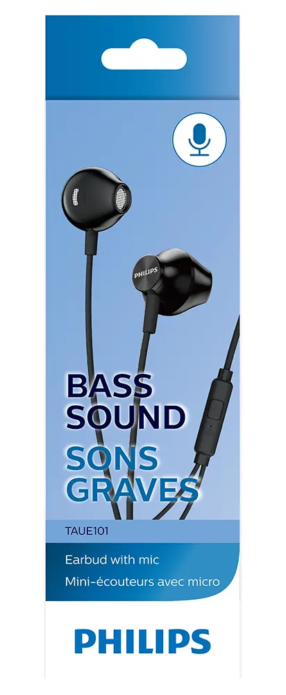 سماعة أذن سلكية فيليبس 1000 SERIES، طول 1.2 متر، موصل 3.5 مم، مكبر صوت 14.2 مم، أسود، TAUE101BK