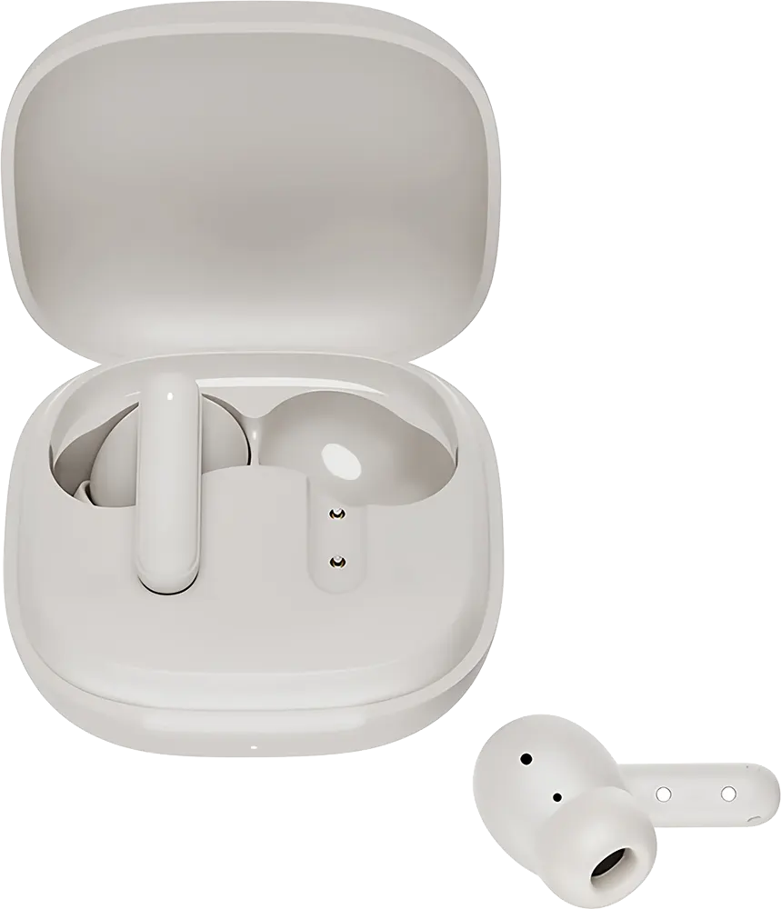 سماعة اذن لاسلكية كيو سي واي T43، بلوتوث 5.3، ENC، وقت تشغيل 35 ساعة، أبيض، BH24QT43A