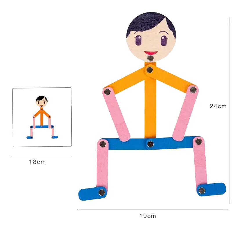 مجسم خشبي علي شكل رجل مع كروت لتصميم الاشكال ، 3013