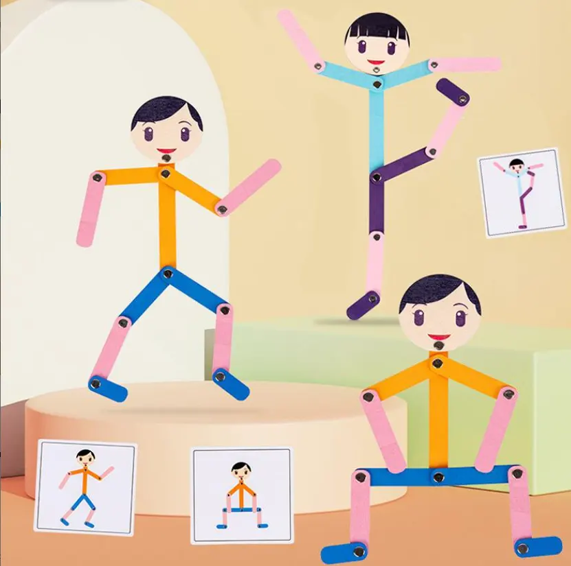 مجسم خشبي علي شكل رجل مع كروت لتصميم الاشكال ، 3013