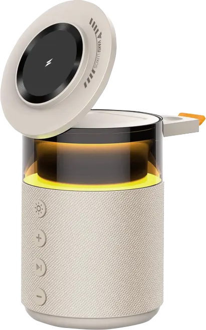 مكبر صوت ريتشي 5 في 1، بلوتوث 5.3، يدعم الشحن اللاسلكي، 15 وات، اضاءة led، حامل للهاتف، rcw-51