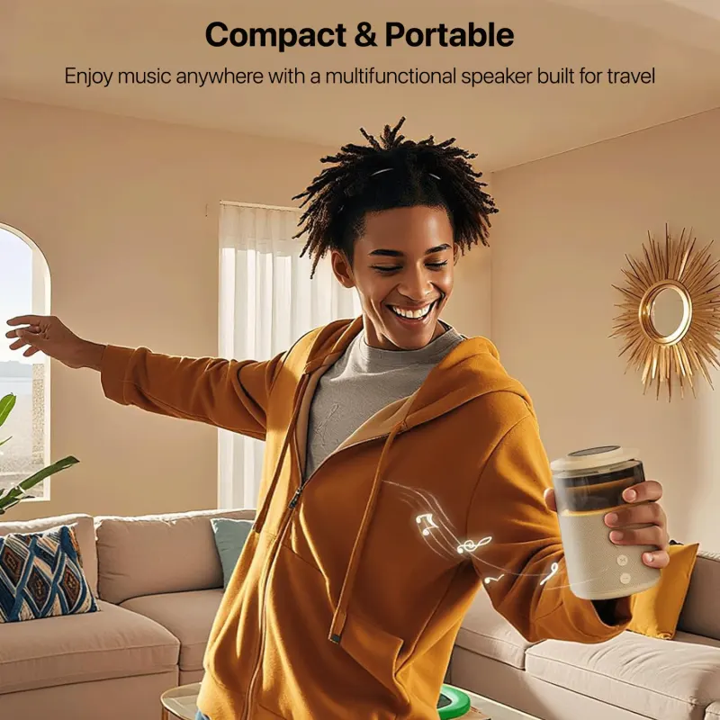 مكبر صوت ريتشي 5 في 1، بلوتوث 5.3، يدعم الشحن اللاسلكي، 15 وات، اضاءة led، حامل للهاتف، rcw-51