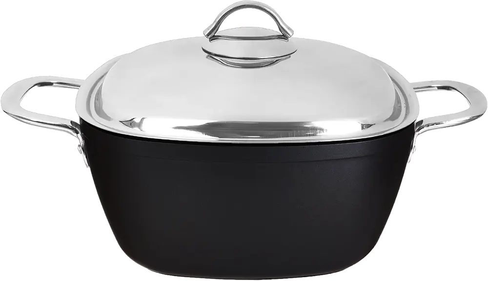 طقم حلل تيتانيوم سافلون 15 قطعة، مربع الشكل، يد استانلس ستيل، لون اسود