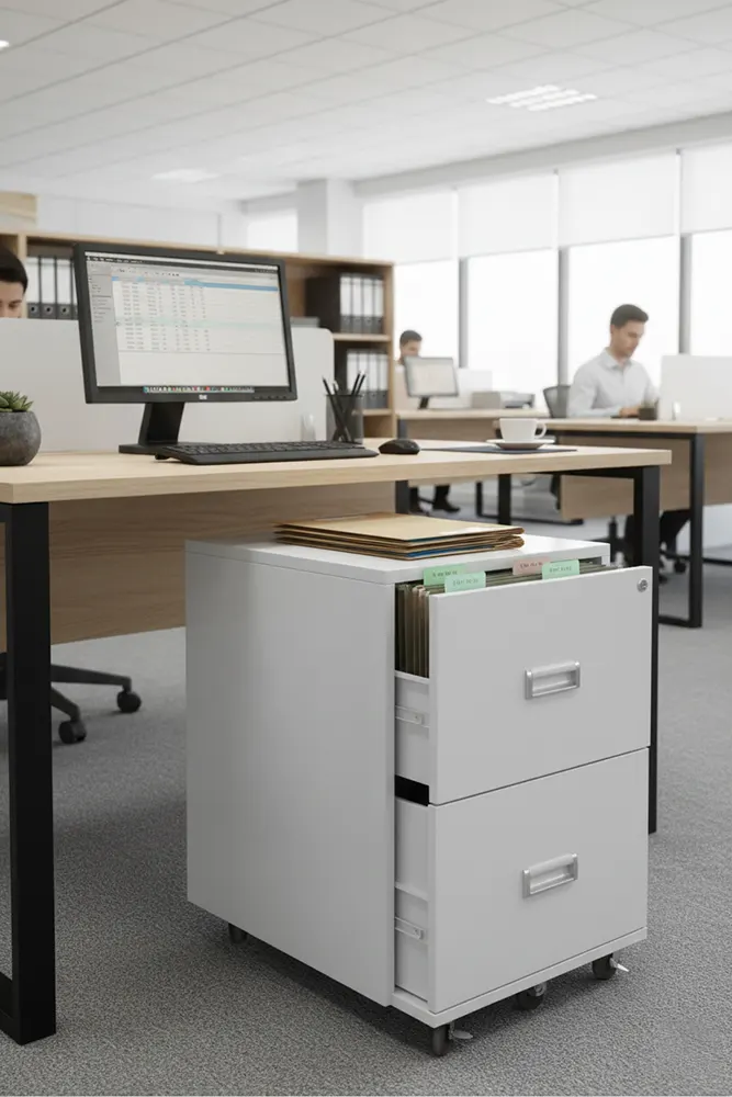 خزانة ملفات شانون ميتال أيكون، 2 درج، معدني، أبيض