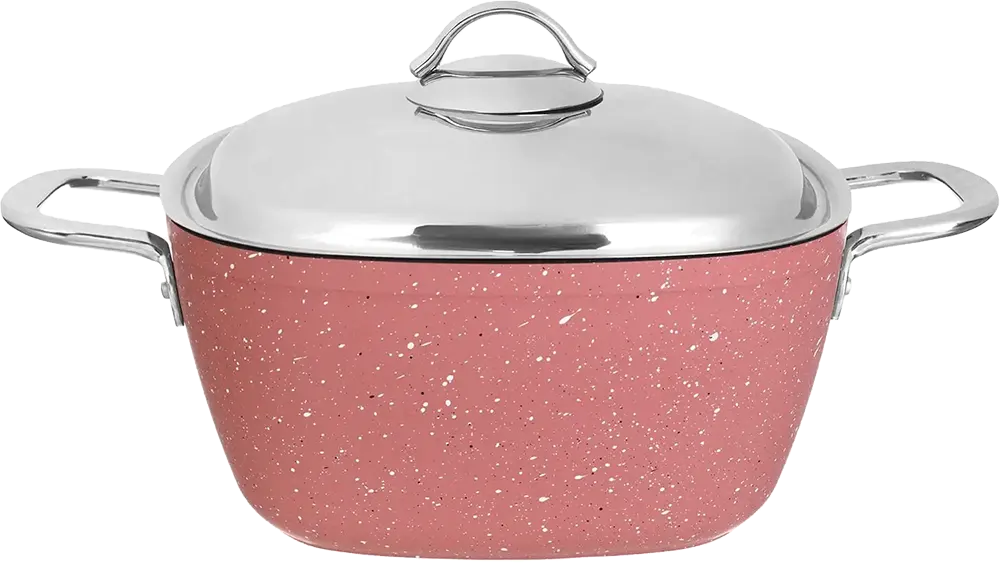 طقم حلل جرانيت سافلون 13 قطعة، شكل دائري، يد استانلس، لون روز