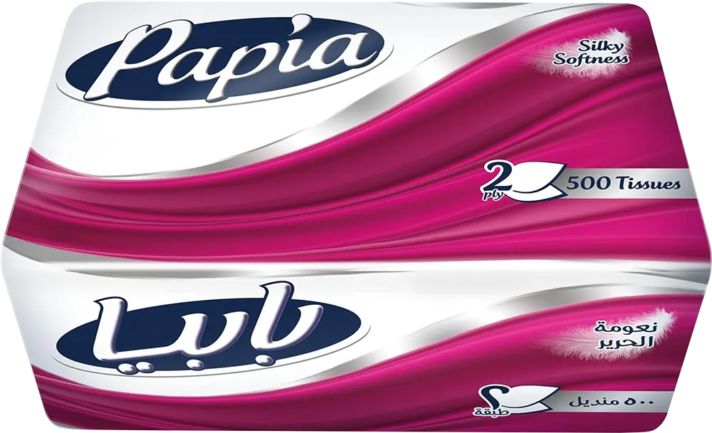 علبة مناديل سحب بابيا، 2 طبقة، 500 منديل
