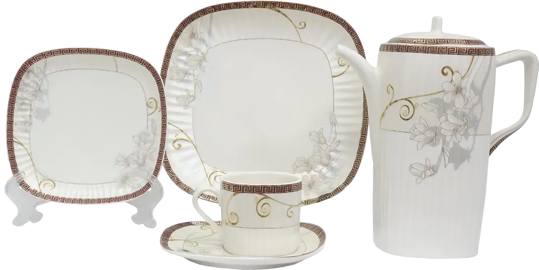 طقم صيني  ابيض كنار لاكوست ، 127 قطعة