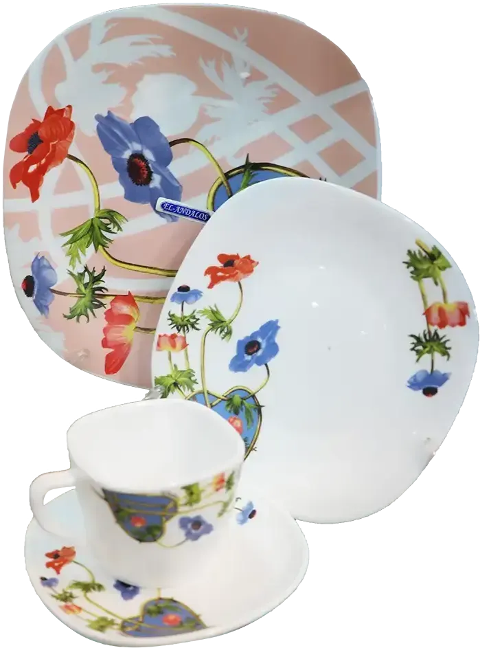 طقم عشاء اركوبال الاندالس 60 قطعة ، مربع ، ألوان متعدد