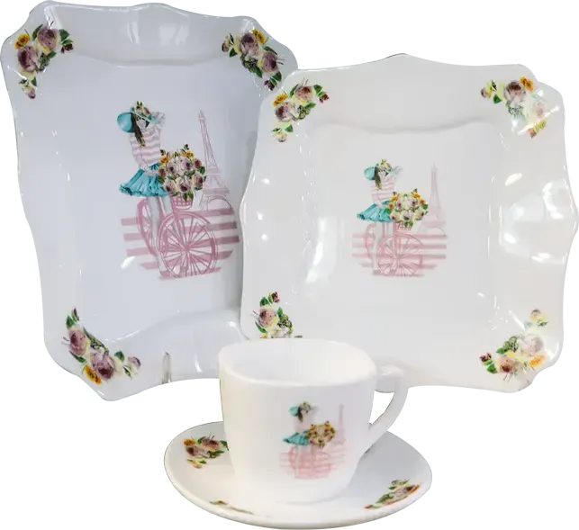 طقم اركوبال مربع، 58 قطعة، أبيض