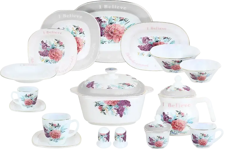 طقم عشاء اركوبال تايلاندي ، 58 قطعة، أبيض