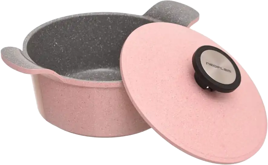 طقم حلل جيرانيت نيوفلام ماربيلا، مضلع الشكل، 11 قطعة، بينك