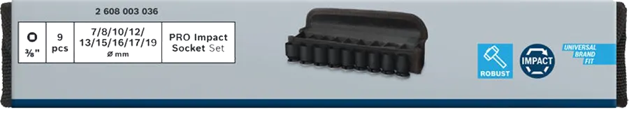 Bosch Professional Socket Set, 9 Pieces, 19-7mm, 2 608 003 036