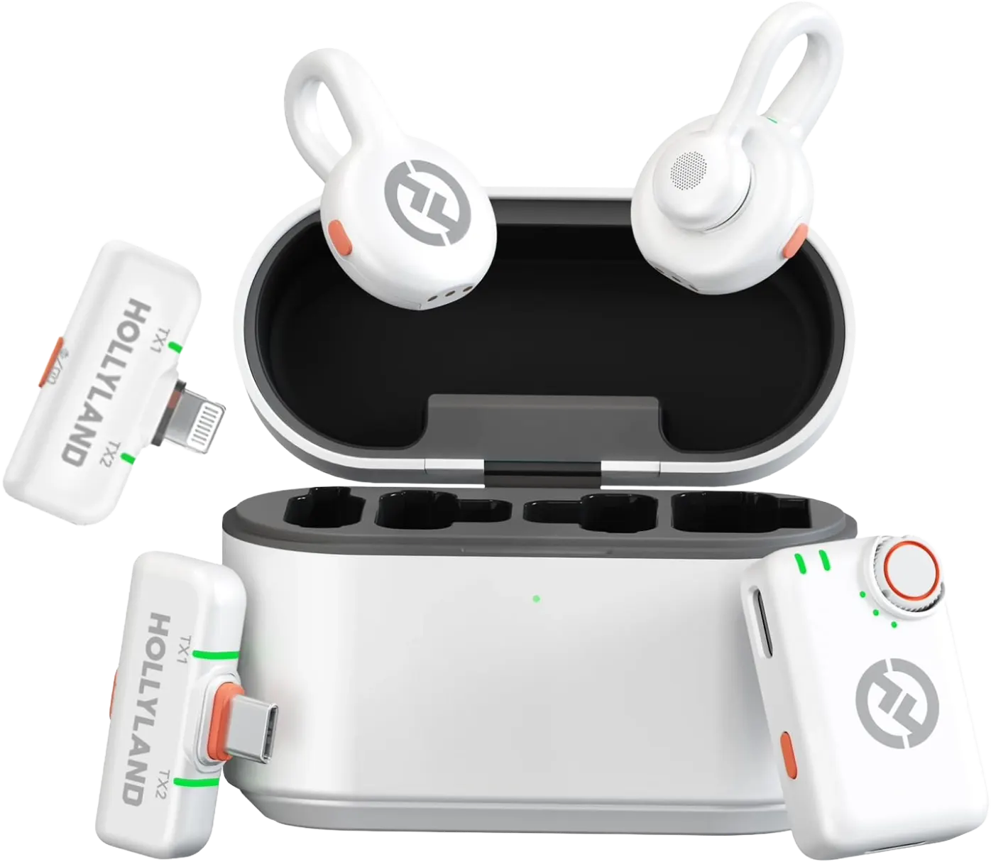 ميكروفون مكثف لاسلكي هولي لاند لارك Ultimate Combo، دقة 48 كيلو هرتز، 24 بت، 2 ميكروفون متعدد الإتجاهات، مستقبلات Type-cو Lighningو TRS، مدى ارسال 300 متر، مستويين إلغاء ضوضاء، أبيض، M2S