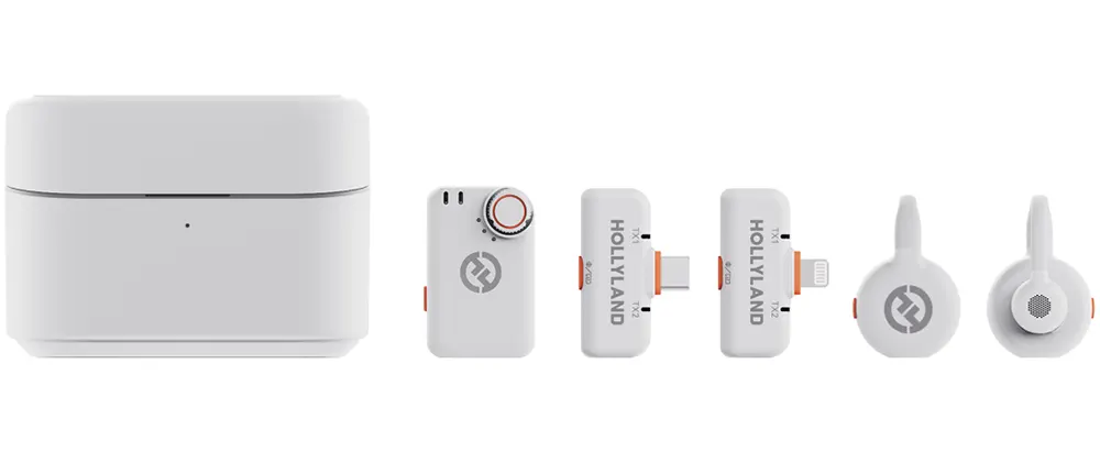 ميكروفون مكثف لاسلكي هولي لاند لارك Ultimate Combo، دقة 48 كيلو هرتز، 24 بت، 2 ميكروفون متعدد الإتجاهات، مستقبلات Type-cو Lighningو TRS، مدى ارسال 300 متر، مستويين إلغاء ضوضاء، أبيض، M2S