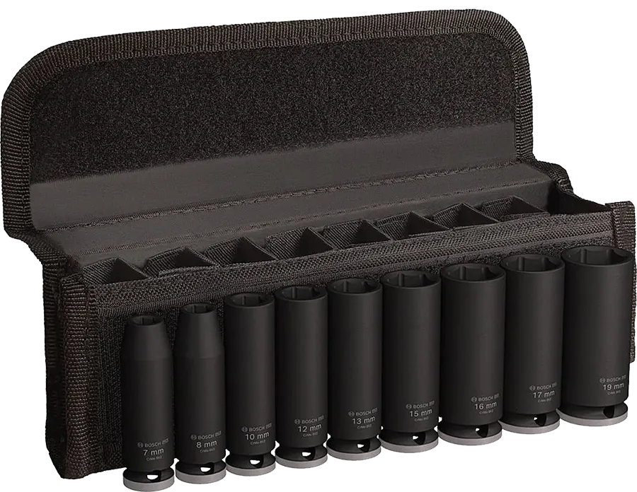 Bosch Deep Impact Socket Set, 19-7mm, 9 Pieces, 2 608 003 037