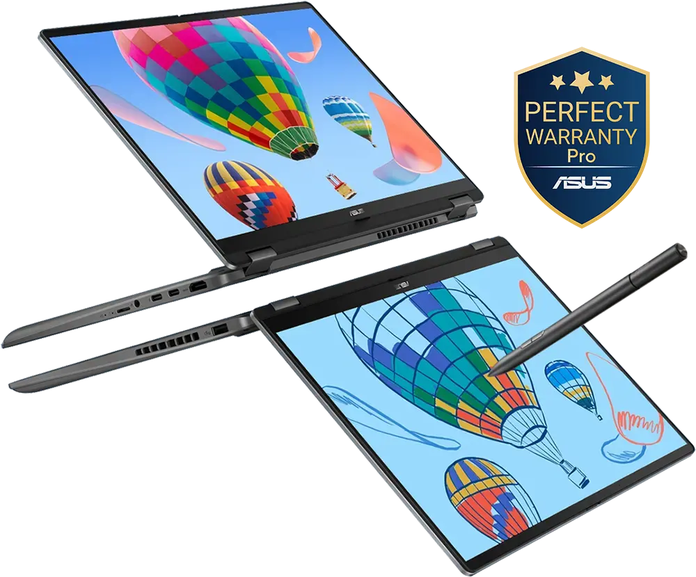 لابتوب أسوس فيفو بوك فليب 14 TP3407SA-QL039W، معالج إنتل كور™ ألترا 7 256V، رامات سعة 16 جيجابايت، هارد ديسك SSD سعة 512 جيجابايت، كارت شاشة إنتل آرك™، شاشة WUXGA مقاس 14 بوصة، نظام التشغيل ويندوز 11 هوم، لون رمادي