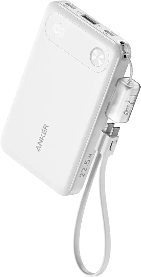 باور بانك انكر PowerCore، سعة 10000 مللي امبير، 22.5 وات، 3 منافذ، منفذ Type-A + منفذين Type-C، شاشة ديجيتال، ابيض، A1257P21