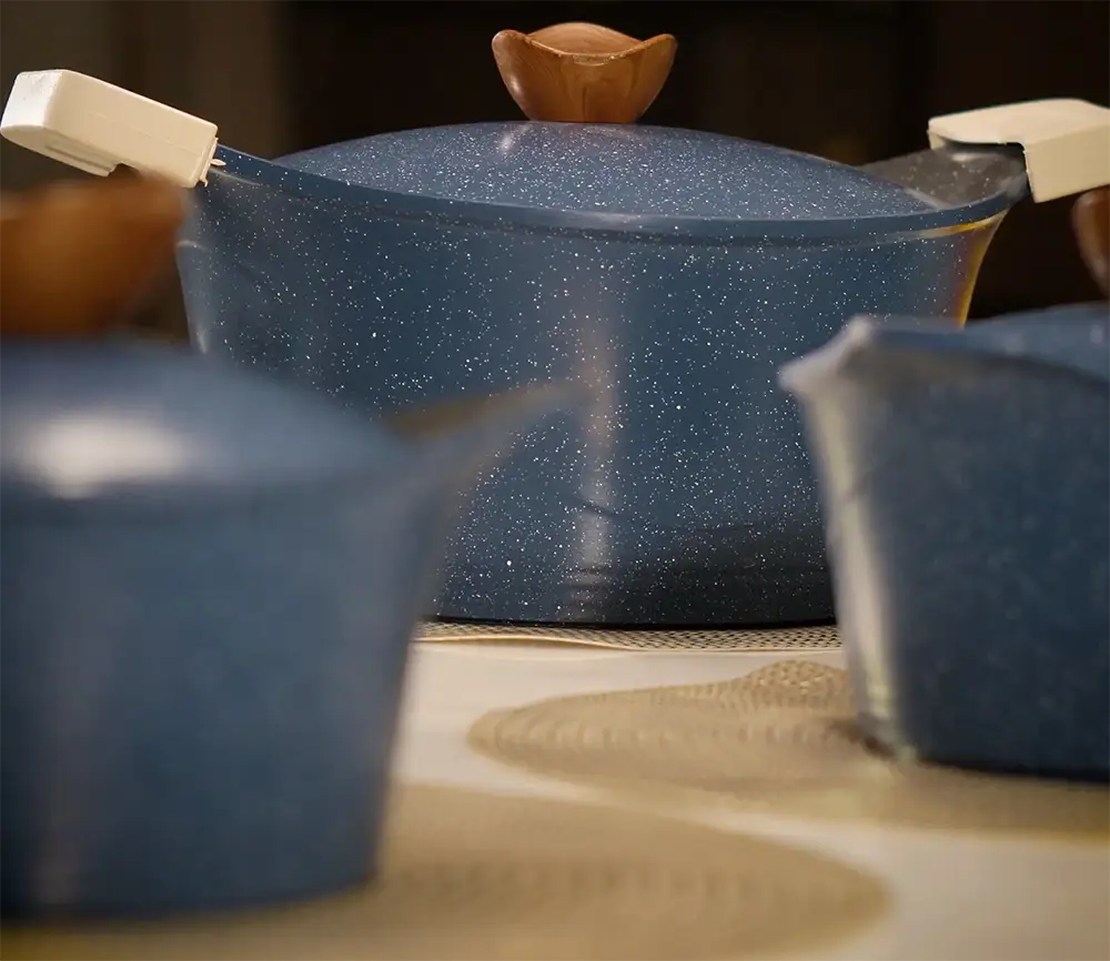 طقم حلل جرانيت جلوري بريميوم 11 قطعة، ألوان متعددة