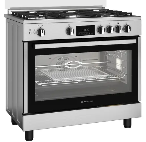 بوتاجاز أريستون غاز ، 90 سم ، 5 شعلة ، شاشة ديجيتال ، حوامل زهر ، أمان كامل ، إِشعال ذاتي ، سيلفر ، ARR9GGF33229XEG