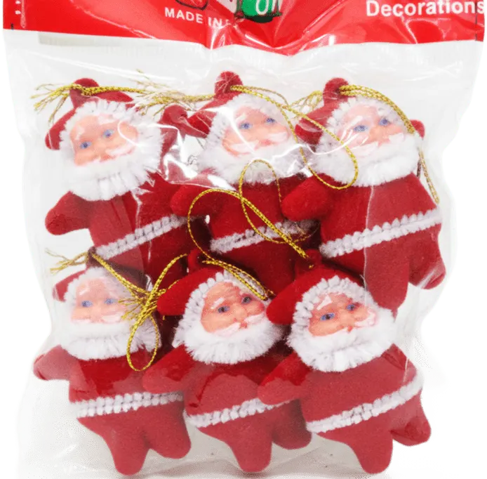 Santa Claus Ornament Bag, 6 Small Pieces, 043-042-71