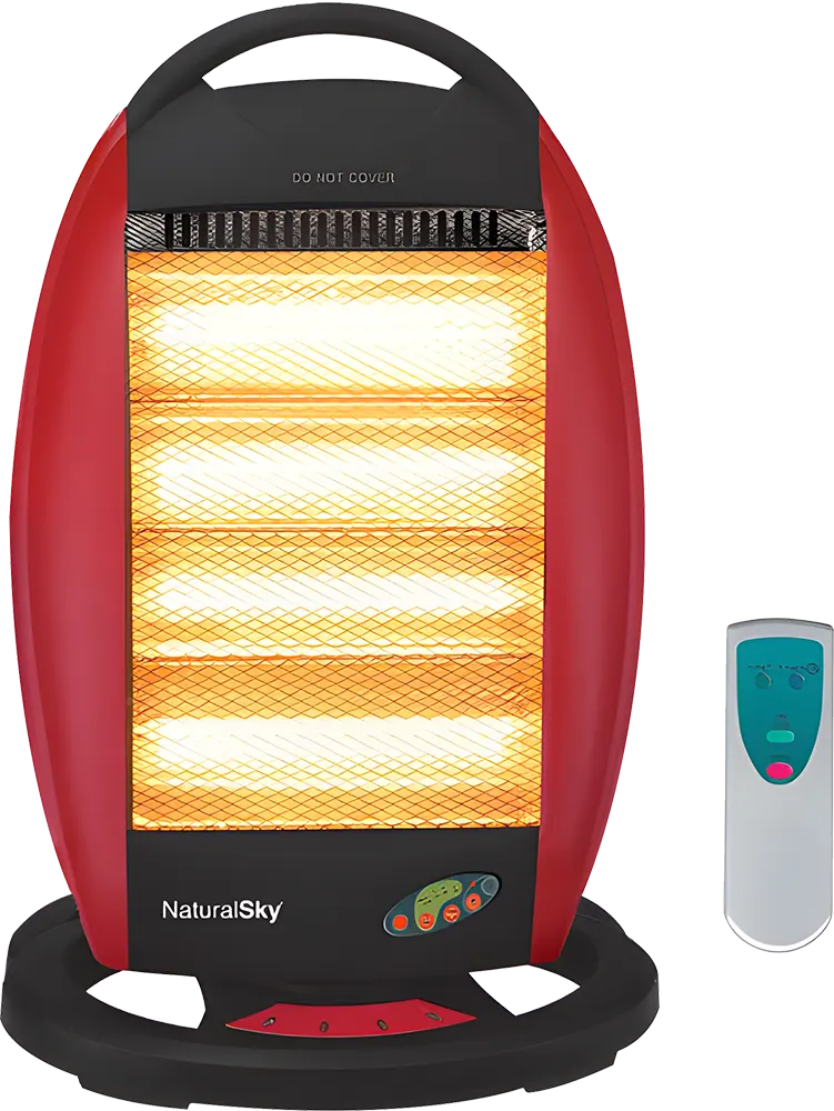 دفاية كهربائية هالوجين ناشيونال سكاي، 4 شمعة، 1600 وات، ريموت كنترول، لون أسود × أحمر، موديل AS-16R