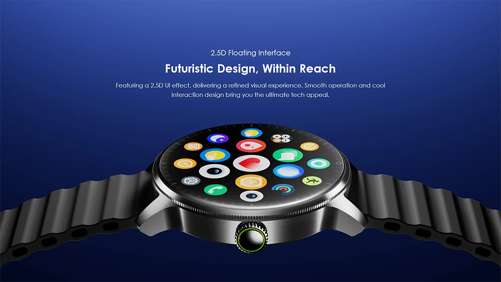 Oraimo 5R Pro Smartwatch, 1.4-Inch AMOLED Display, Supports Calls, Water Resistant, Black, OSW-830