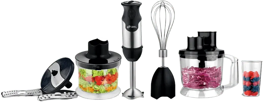Master Electron Hand Blender with Chopper, 200 Watts, Multiple Speeds, Black, HFP-1200