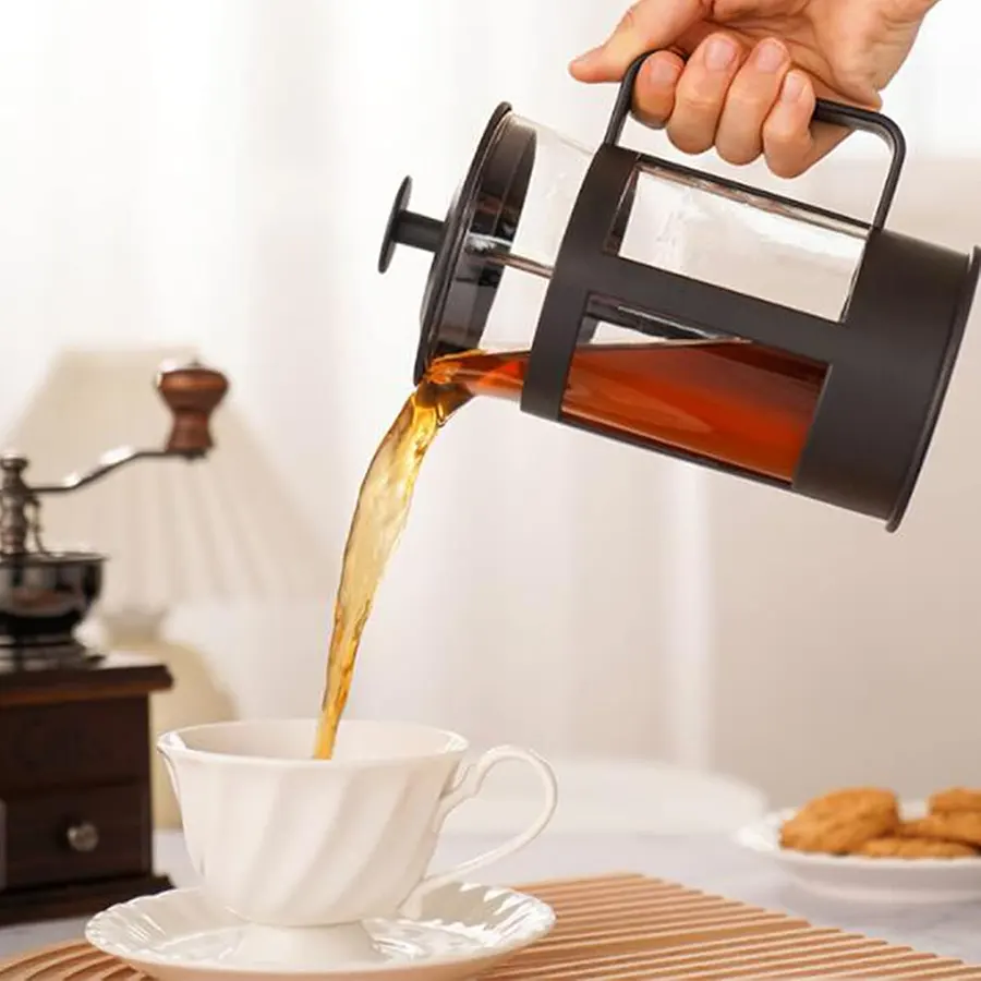 French press coffee maker, 350 ml, clear glass, 19