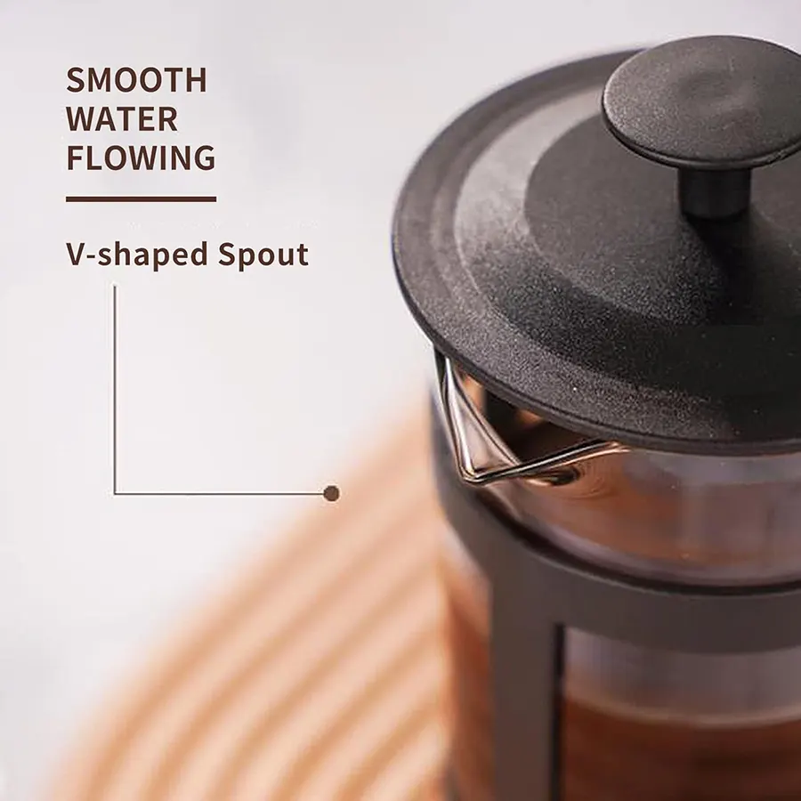 French press coffee maker, 350 ml, clear glass, 19