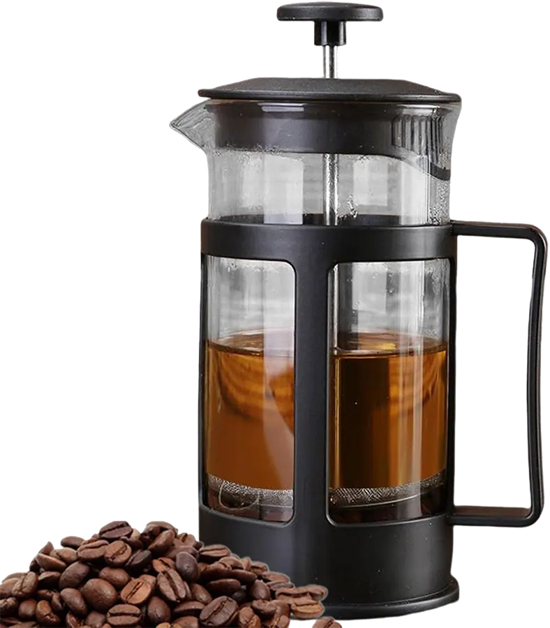 French press coffee maker, 350 ml, clear glass, 19