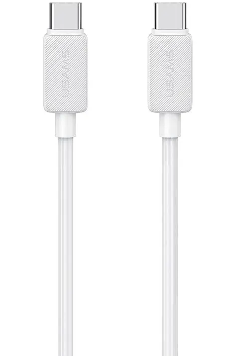 USAMS Fast Charging and Data Transfer Cable, 60W, 2m, Type-C to Type-C, White, US-SJ696