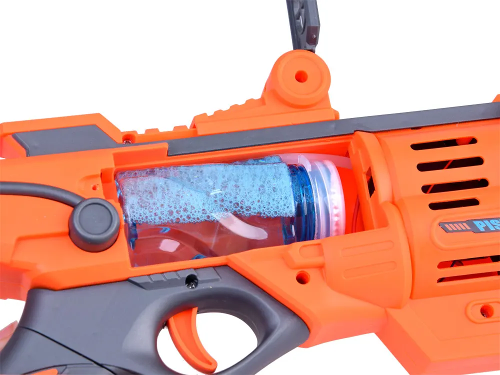 Electric Bubble Gun, LED Light, Over 5000 Bubbles per Minute, Rechargeable, Orange, 739-1