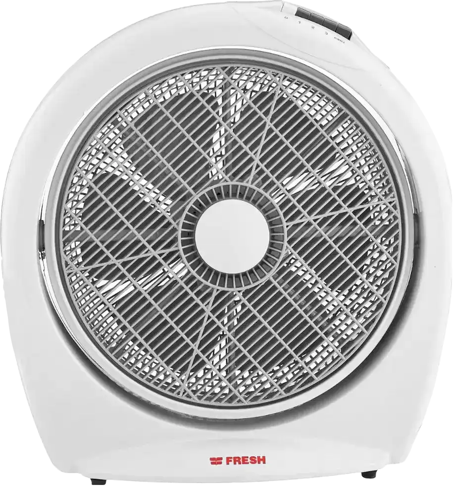 Fresh Circular Box Fan, 14 Inch, 3 Speeds, White
