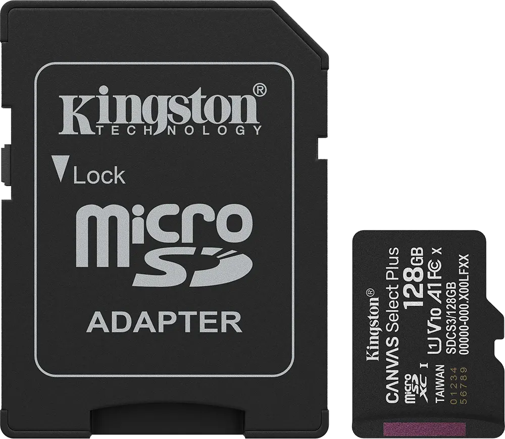 Kingston Canvas Select Plus Memory Card, Micro SD, 128GB, 100MB-s Read Speed, SDCS3