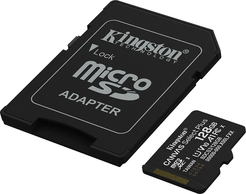 Kingston Canvas Select Plus Memory Card, Micro SD, 128GB, 100MB-s Read Speed, SDCS3