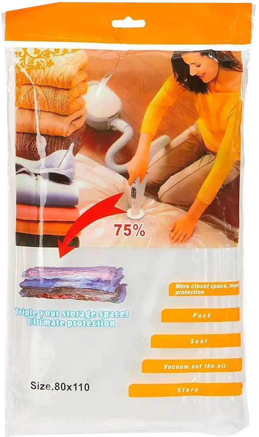 اكياس ضغط  لتخزين وحفظ الملابس ، شفافة ، مقاس 80*100 سم
