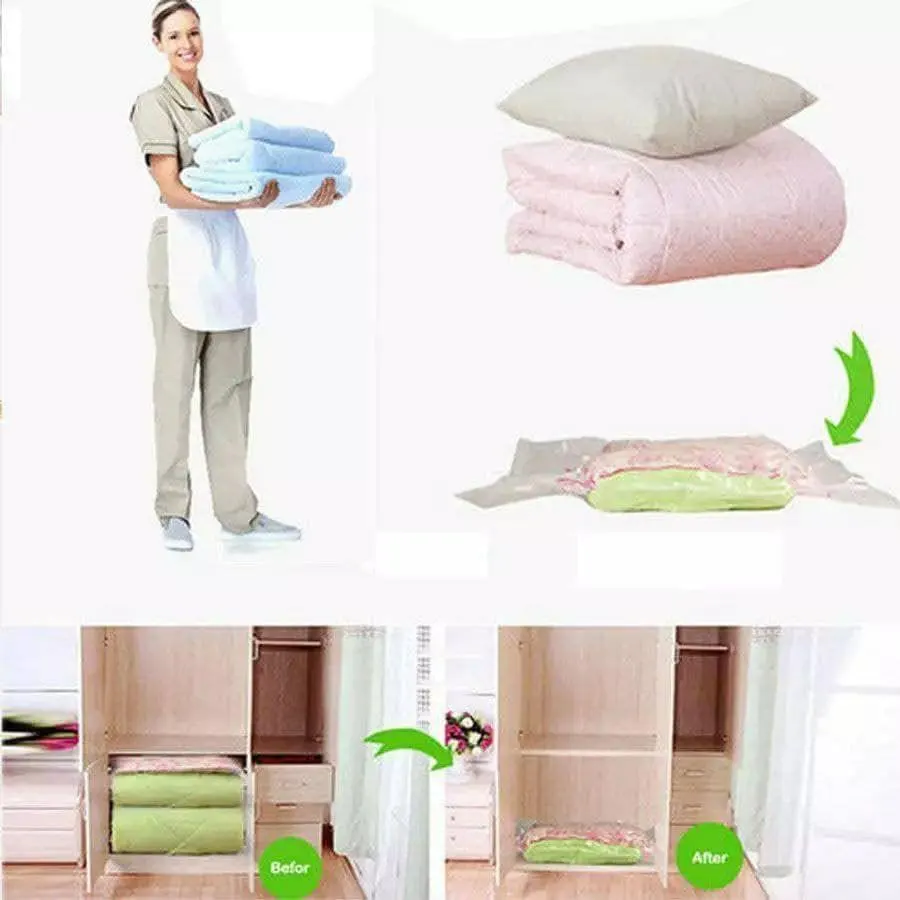 اكياس ضغط  لتخزين وحفظ الملابس ، شفافة ، مقاس 80*100 سم