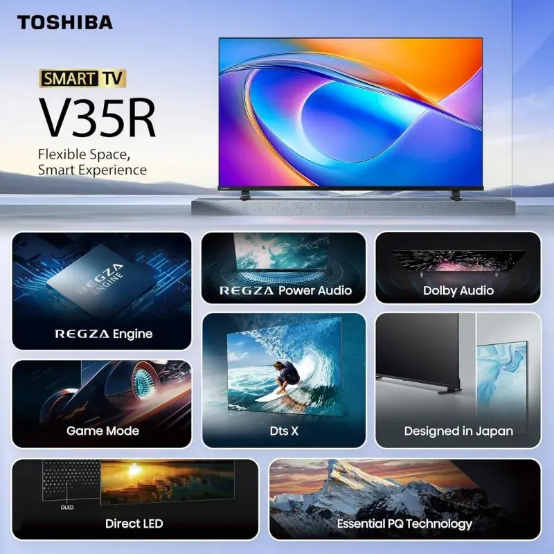 Toshiba Smart TV, 32-inch, HD resolution, LED type, built-in receiver, 32V35RP