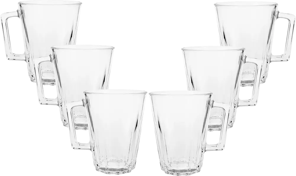 Luminarc Lacene Glass Mug Set, 6 Pieces, 250ml Capacity, transparent Color