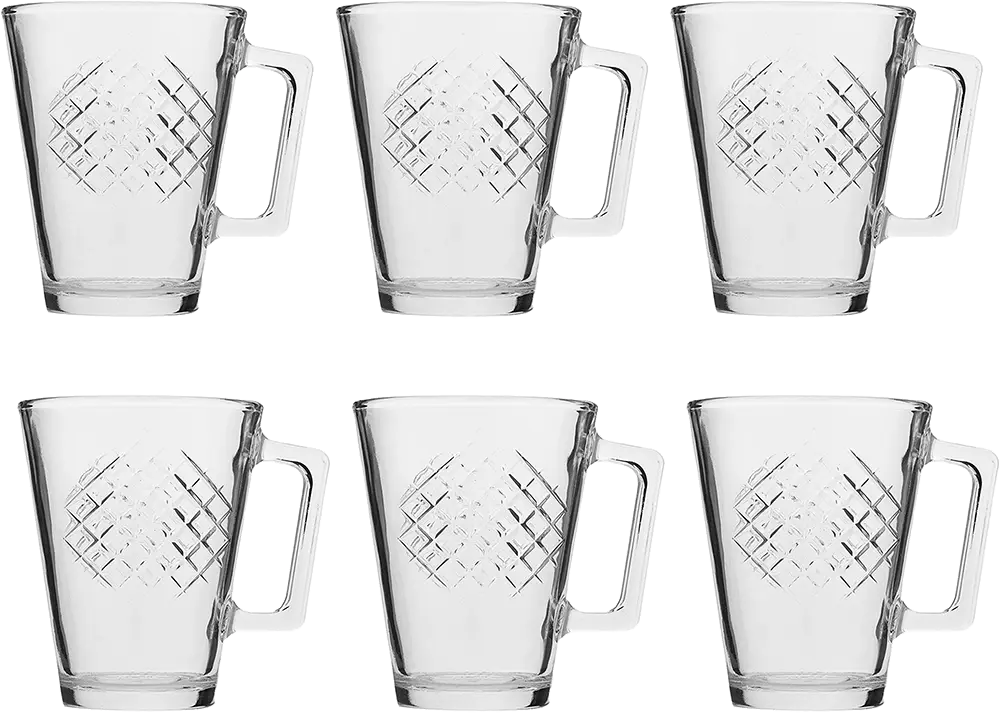 Luminarc Karel Glass Mug Set, 6 pieces, 250ml capacity, clear color